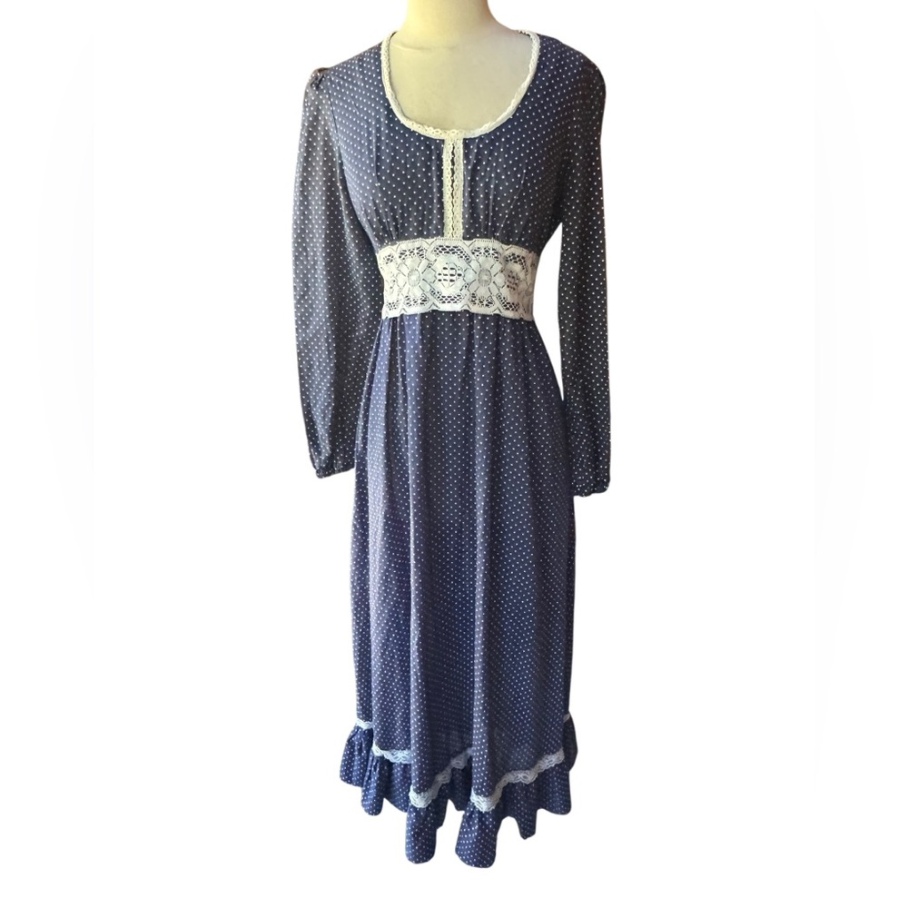 1950s/60s Handmade Swiss Dot Semi-Sheer, Back Metal Zip, Prairie Maxi Dress